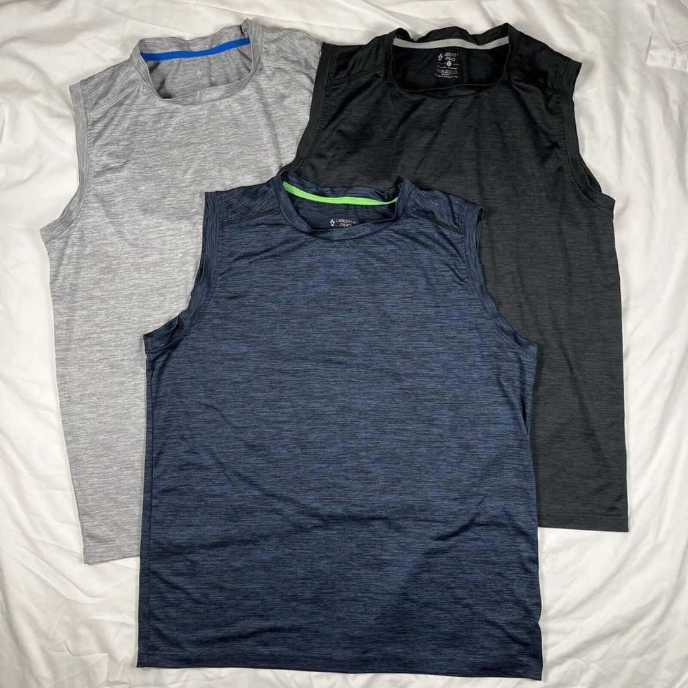 Liberty Pro‎ Men's Activewear Gray/Black/Blue Shirts- Size Large